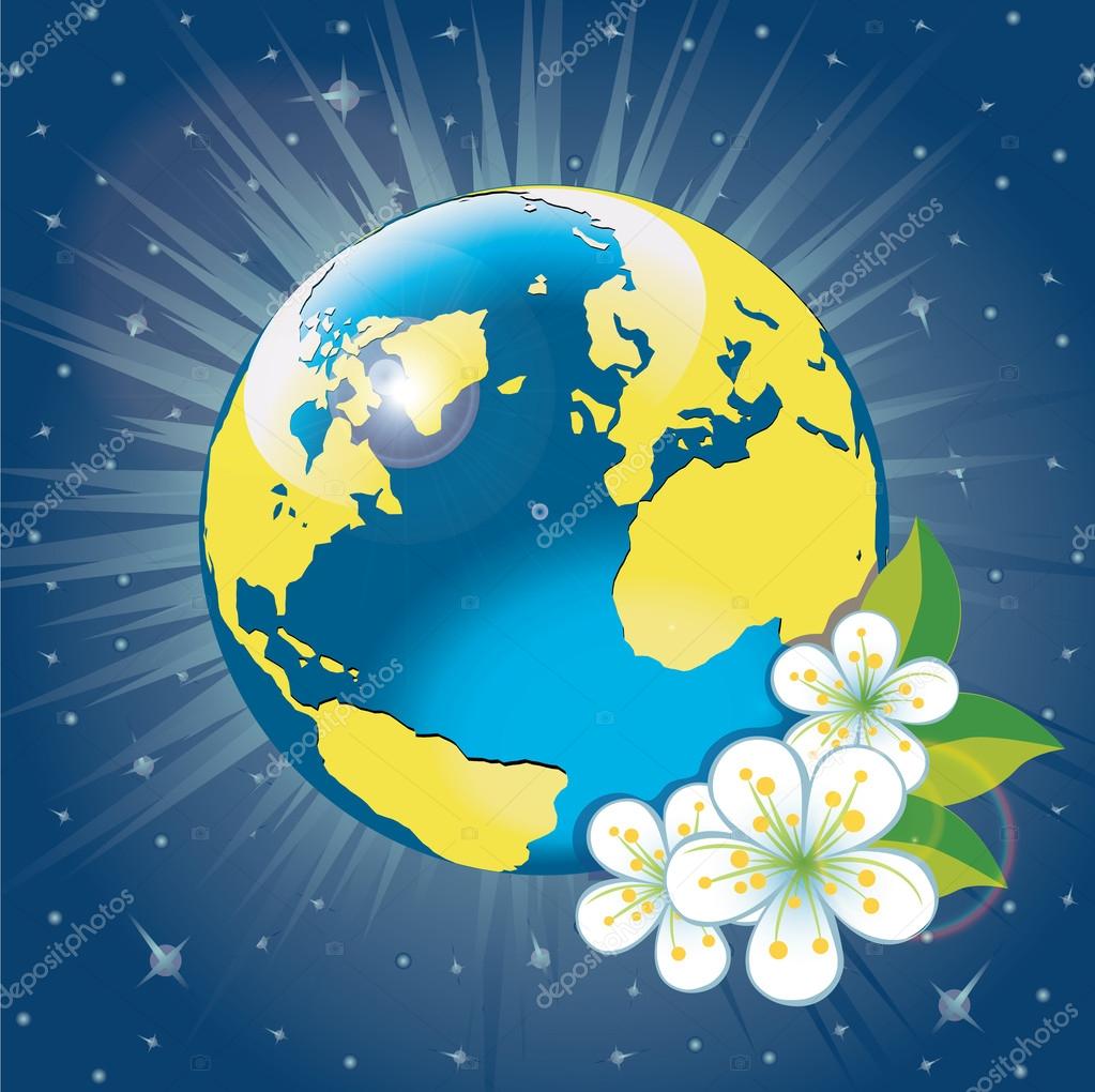 depositphotos 41436581 stock illustration planet earth with spring flovers