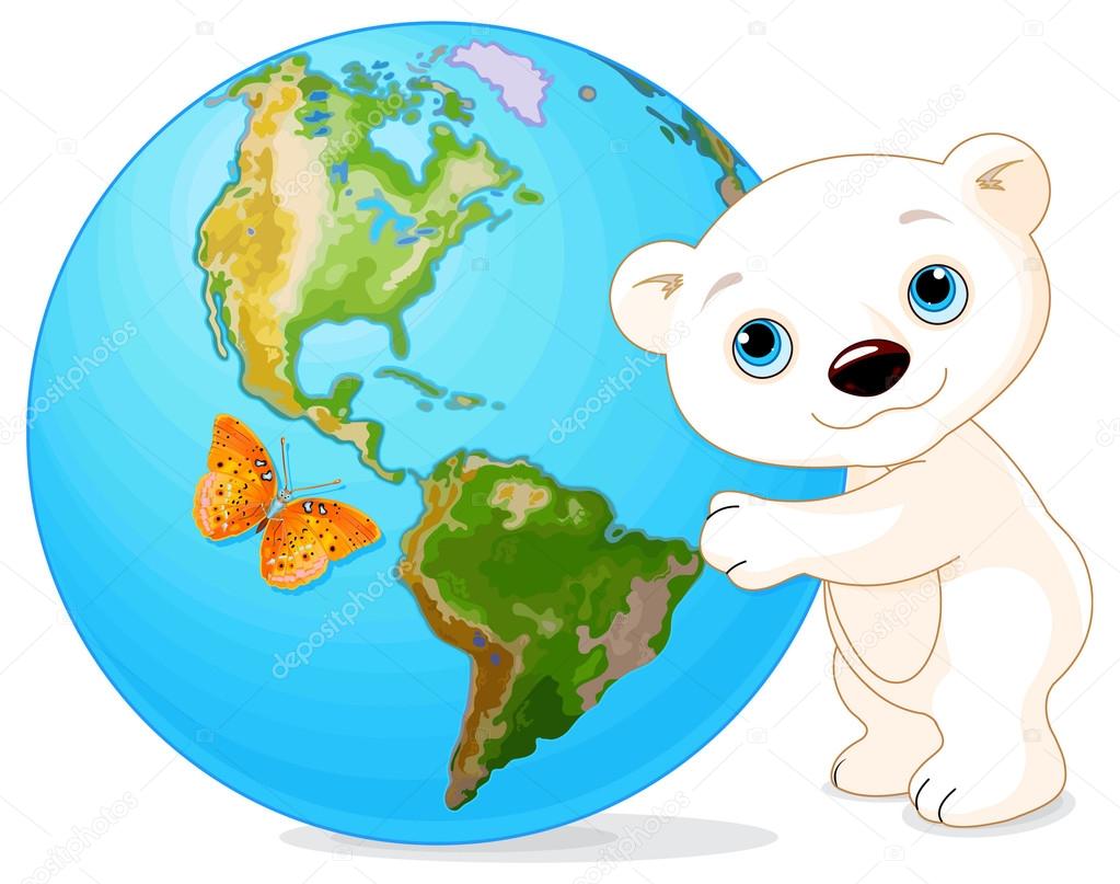 depositphotos 70305397 stock illustration polar bear hugs the earth