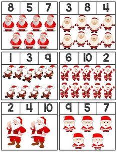 Santa Clip Cards Numbers 1 10