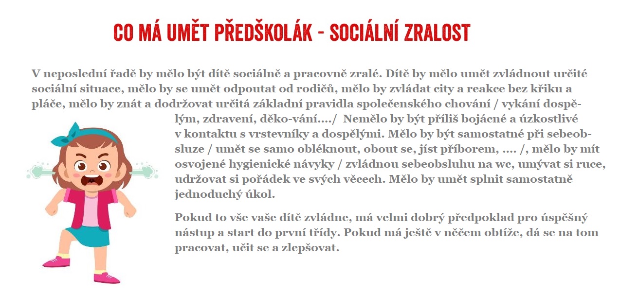 co ma umet predskolak socialni zralost