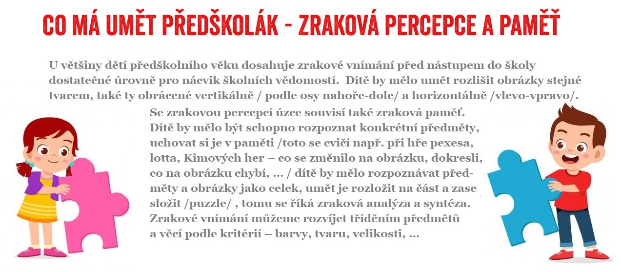 co ma umet predskolak zrakova percepce