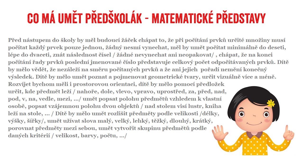 co ma umet predskolak matematicke predstavy