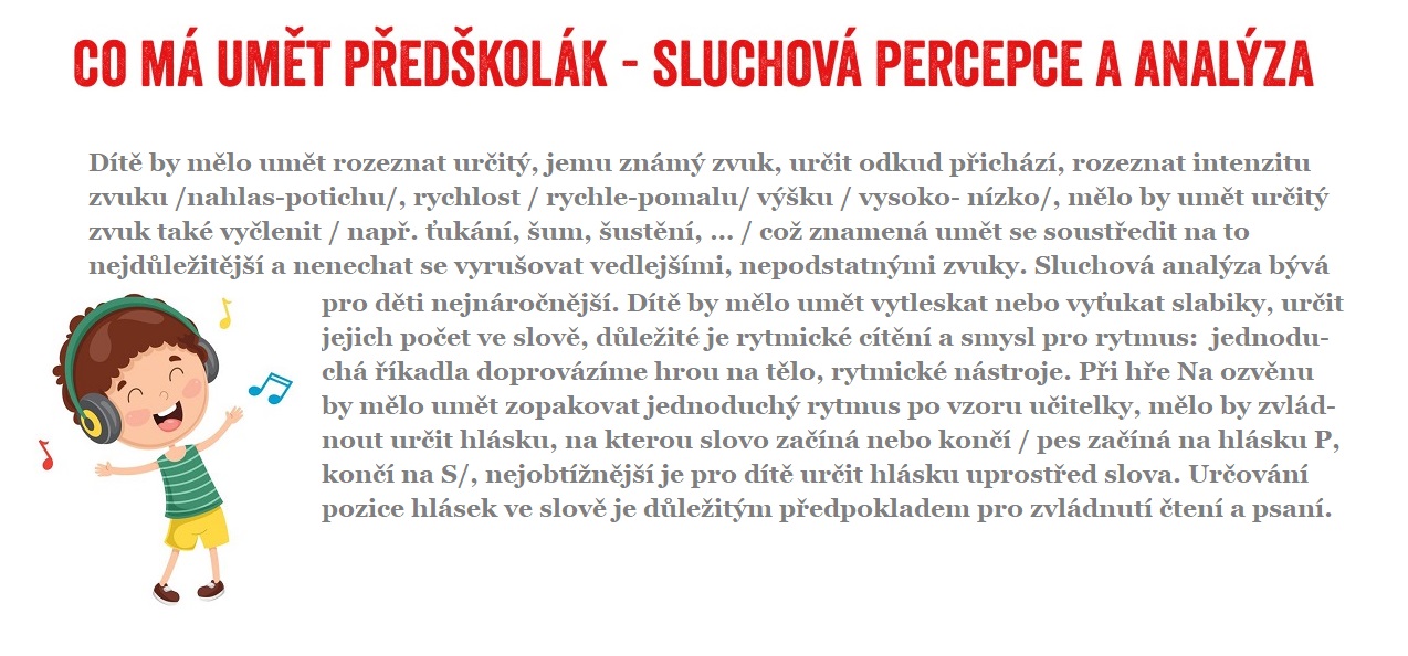 co ma umet predskolak sluchova percepce