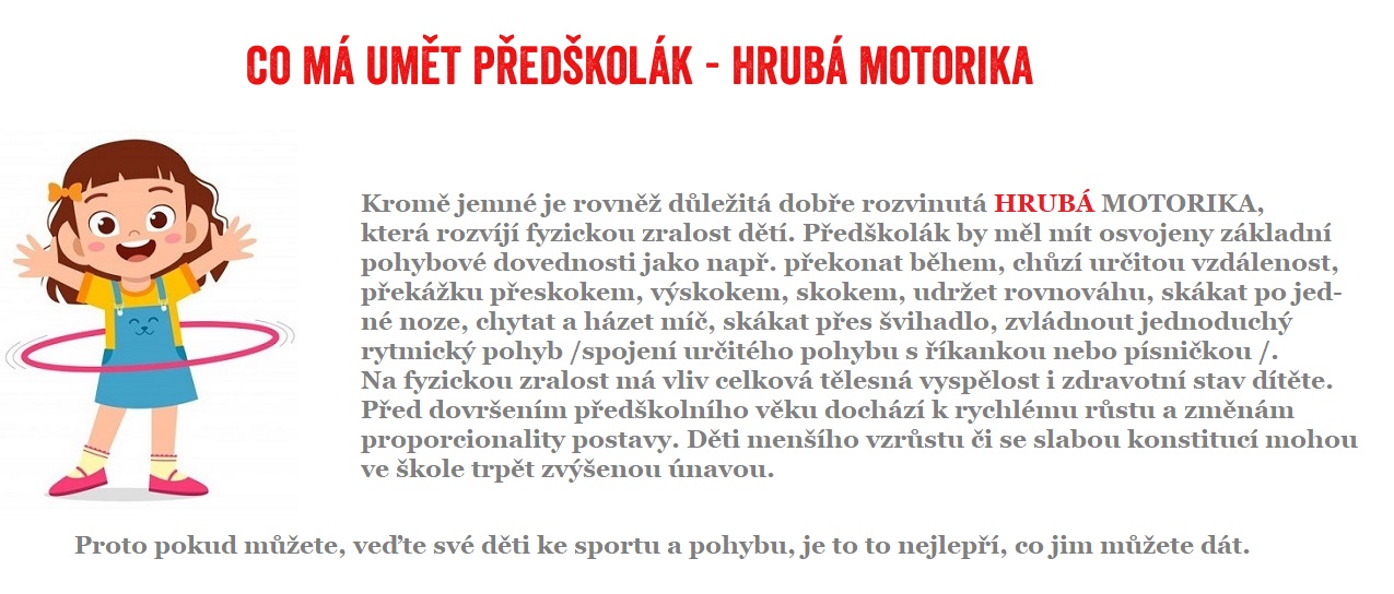 co m umet predskolk hrub motorika